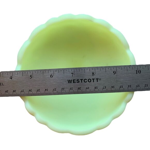 Fenton Lidded Uranium Glass Compote Dish With Water Lily  Motif - Picture 7 of 16